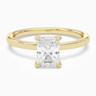 Radiant Hidden Halo Accent Plain in 14K Yellow Gold main white
