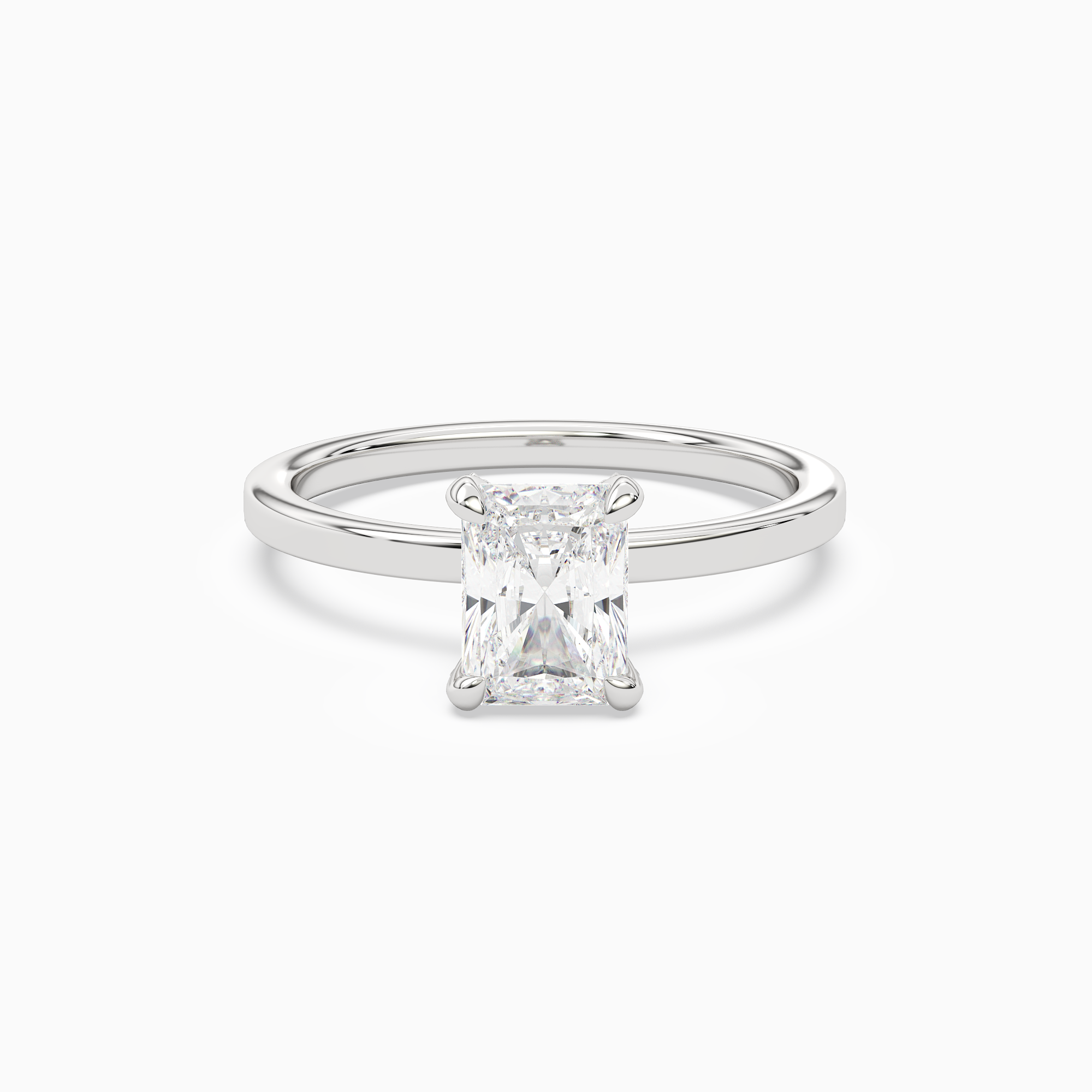 Radiant Hidden Halo Accent Plain in 18K White Gold main white