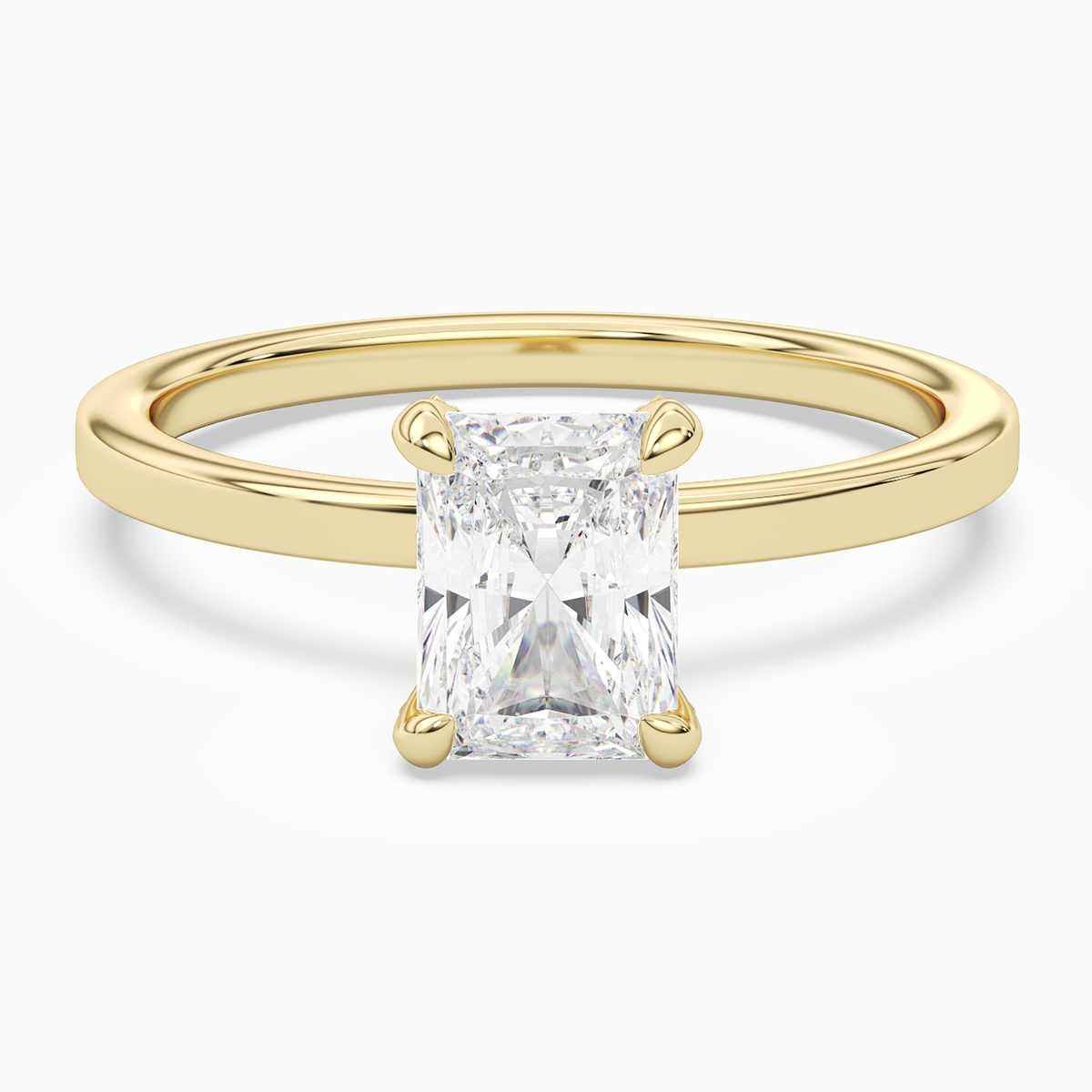 Radiant Hidden Halo Accent Plain in 18K Yellow Gold main white