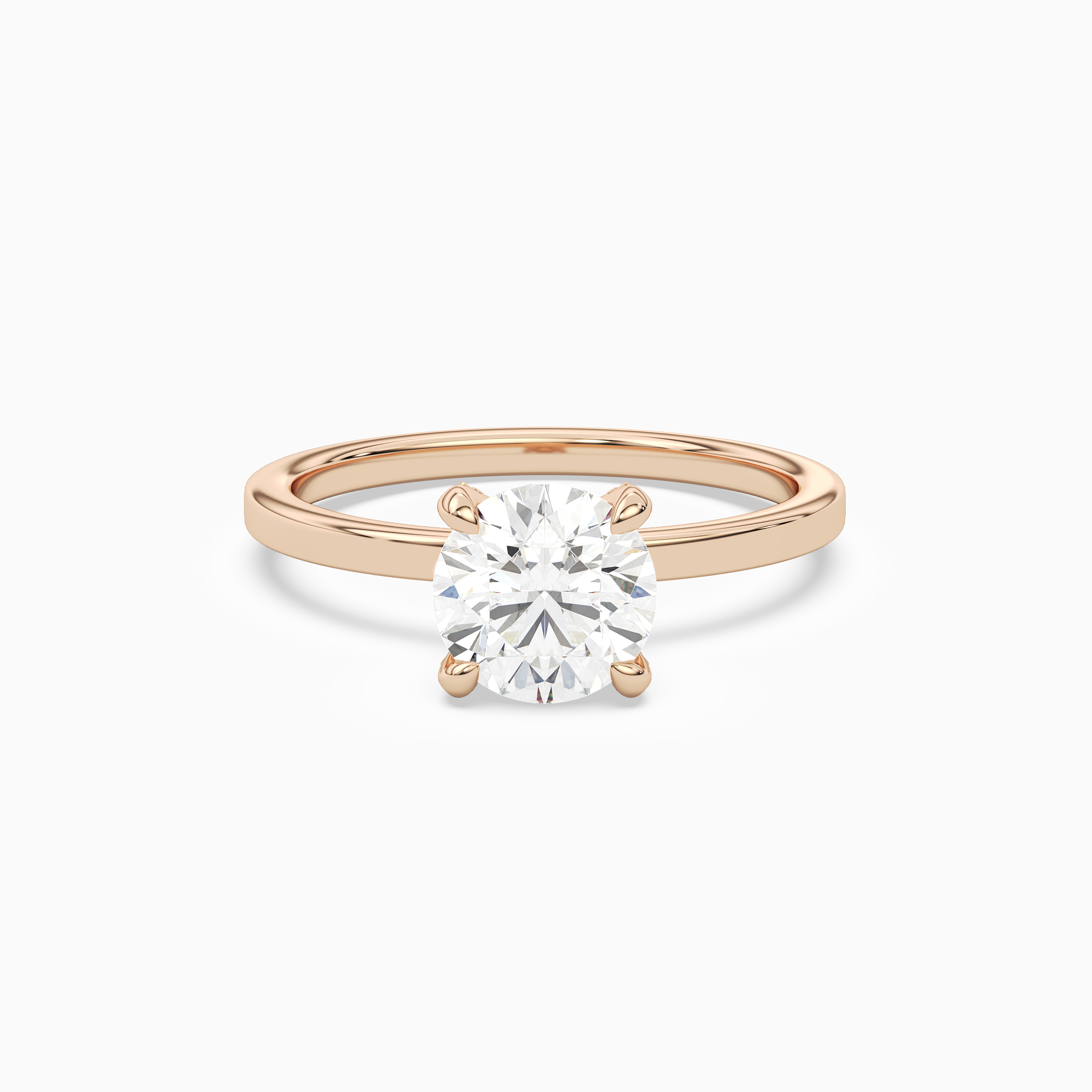 Round Hidden Halo Accent Plain in 14K Rose Gold main white