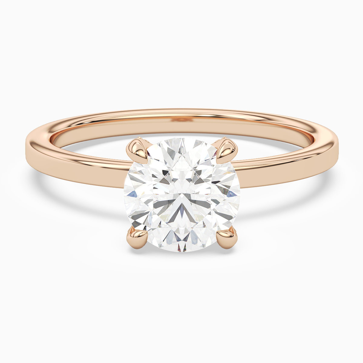 Round Hidden Halo Accent Plain in 14K Rose Gold main white