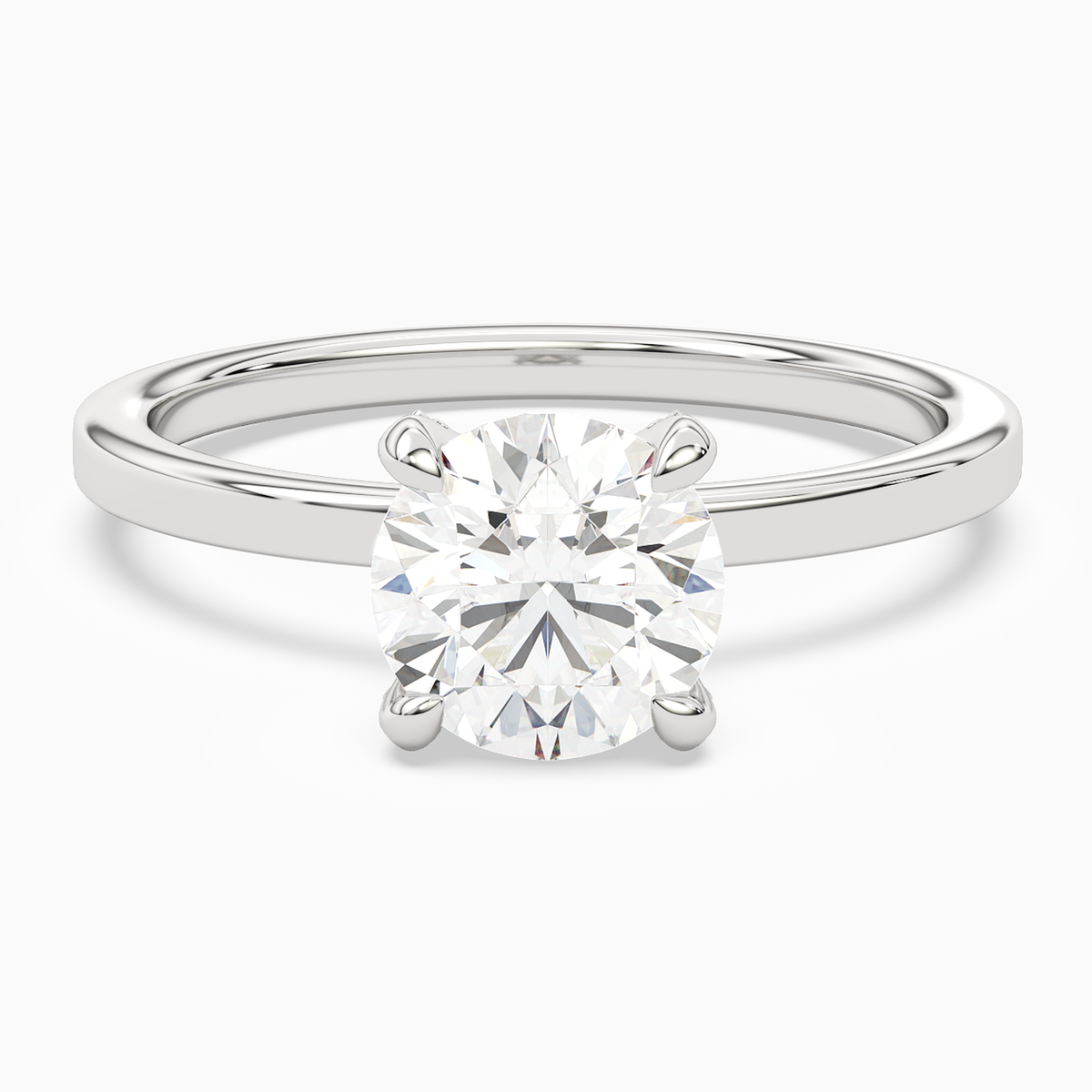 Round Hidden Halo Accent Plain in 14K White Gold main white