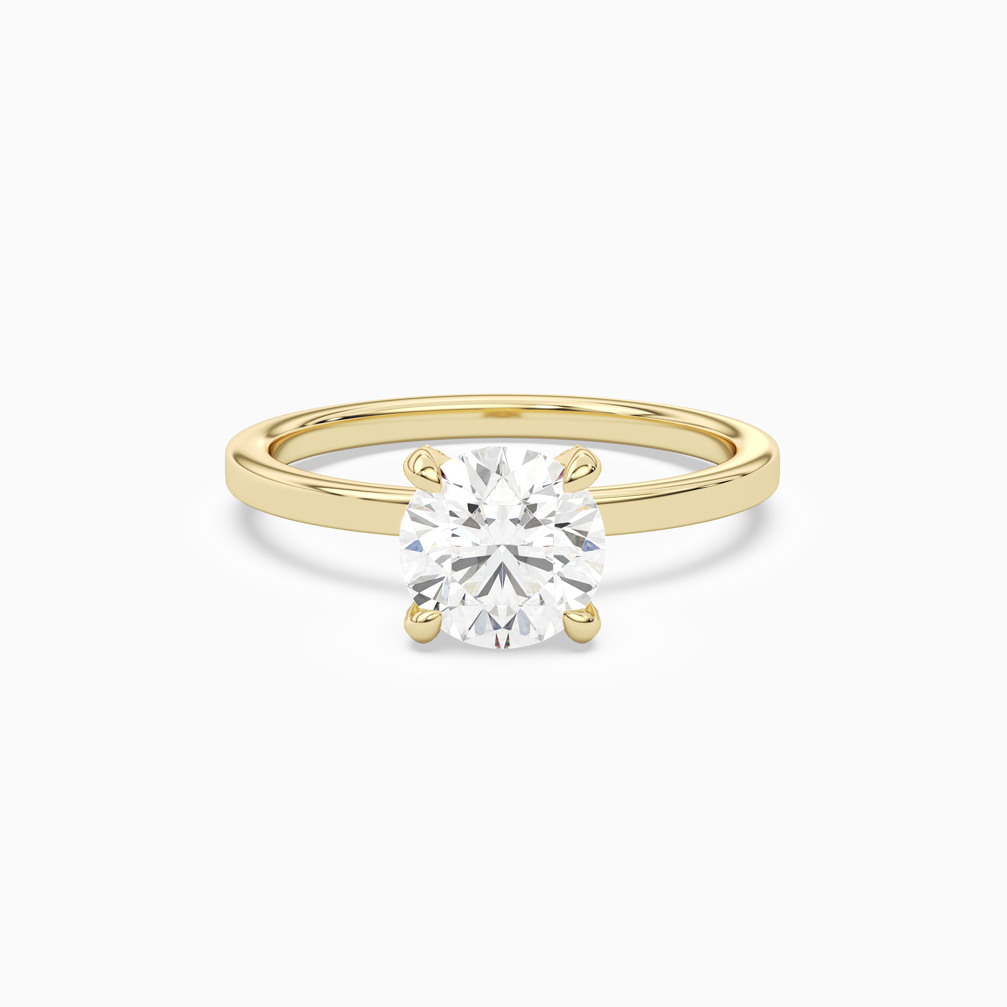 Round Hidden Halo Accent Plain in 18K Yellow Gold main white