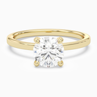 Round Hidden Halo Accent Plain in 18K Yellow Gold main white
