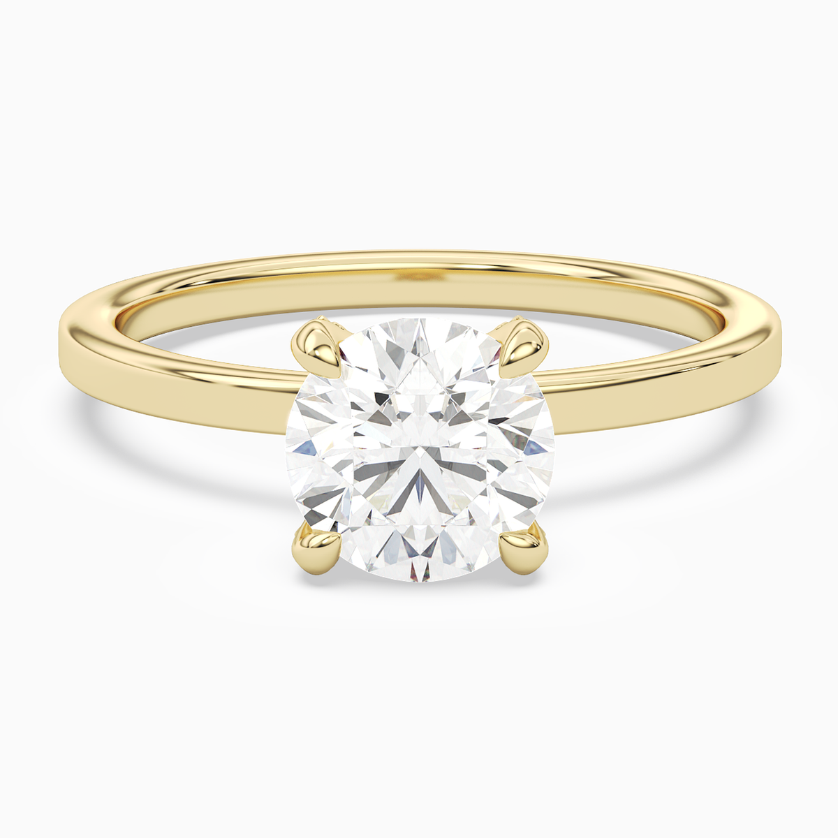 Round Hidden Halo Accent Plain in 18K Yellow Gold main white