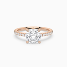 Cushion Classic Basket Pavé Solitaire in 14K Rose Gold main white