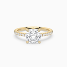 Cushion Classic Basket Pavé Solitaire in 14K Yellow Gold main white