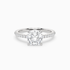 Cushion Classic Basket Pavé Solitaire in 18K White Gold main white