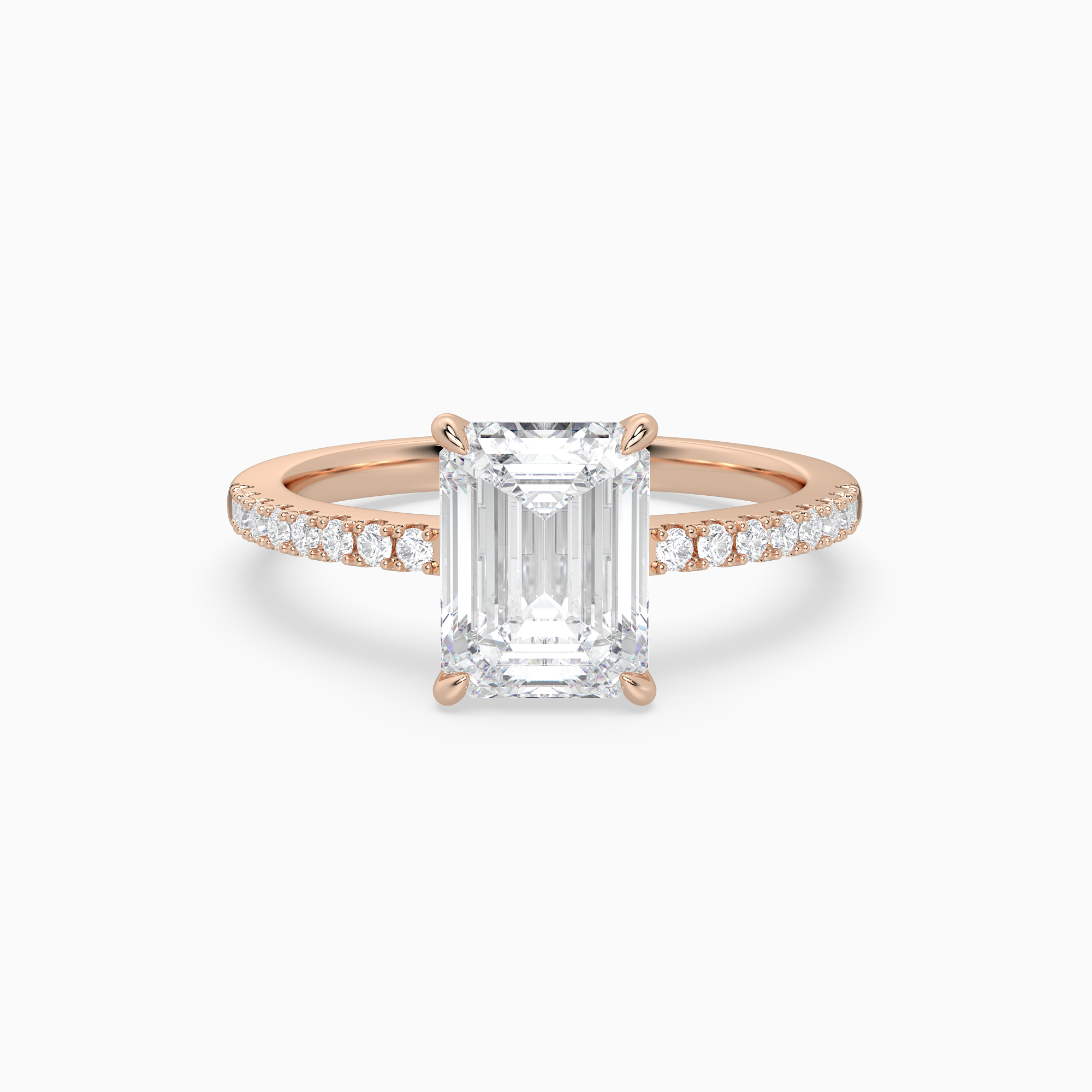 Emerald Classic Basket Pavé Solitaire in 14K Rose Gold main white