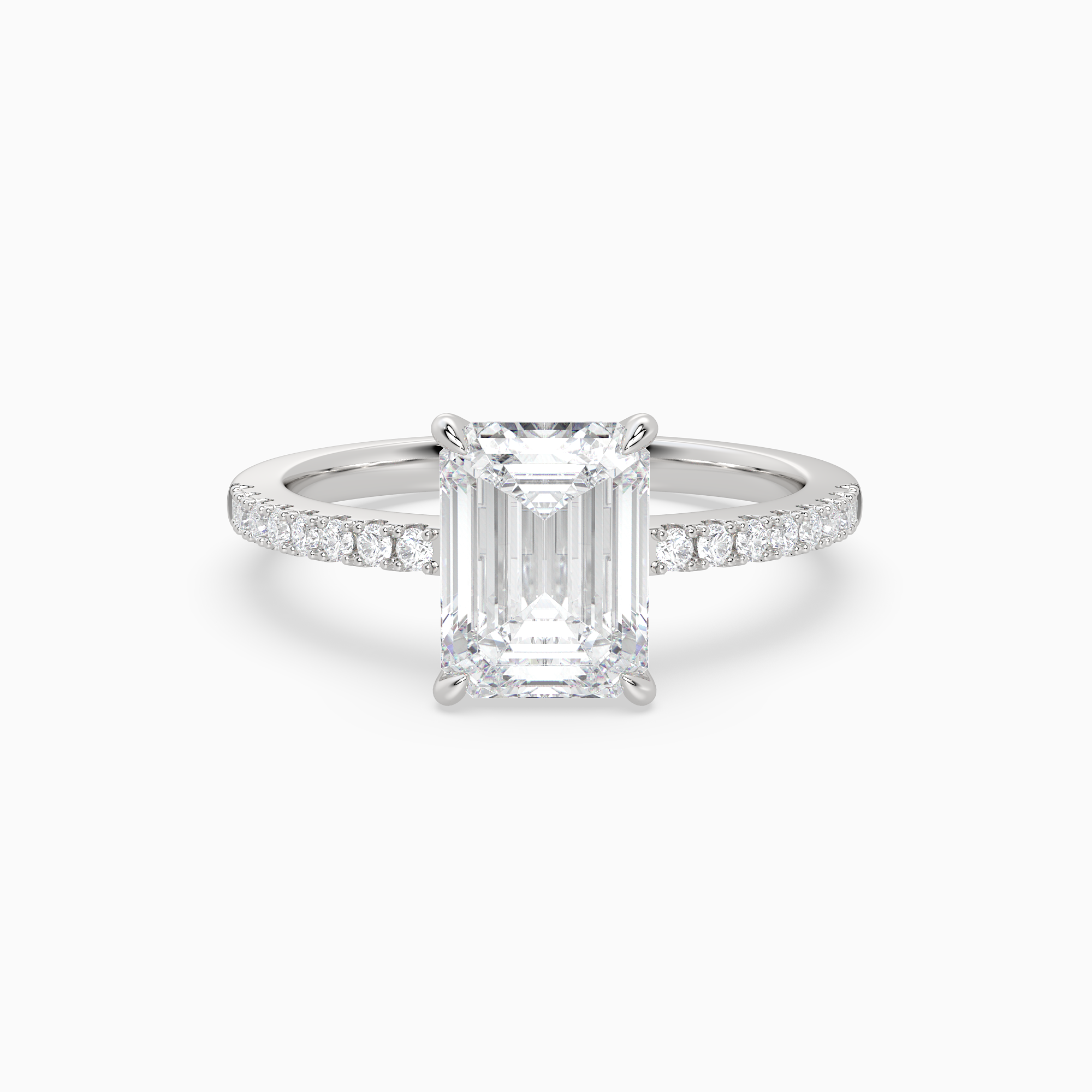Emerald Classic Basket Pavé Solitaire in 14K White Gold main white
