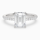Emerald Classic Basket Pavé Solitaire in 14K White Gold main white