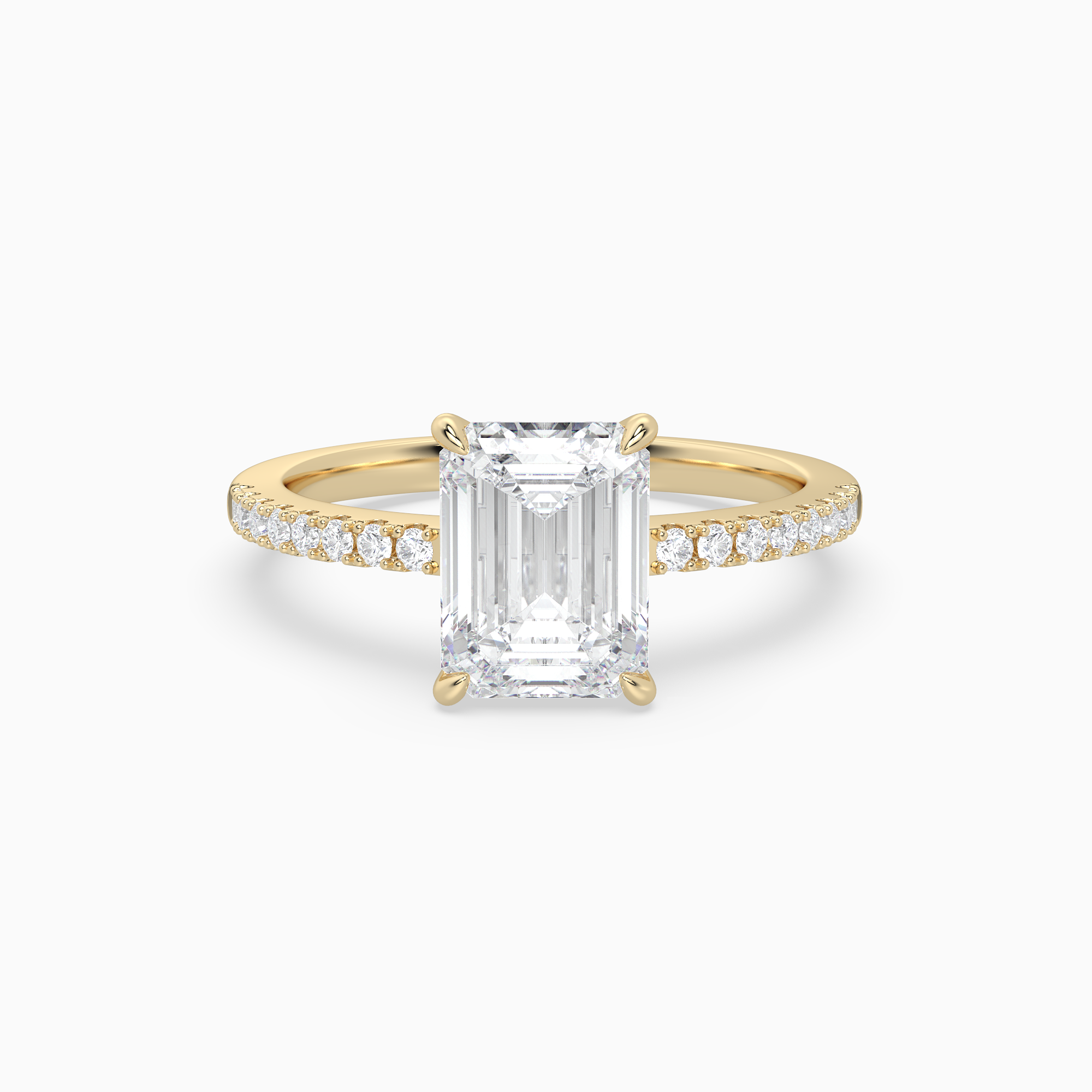 Emerald Classic Basket Pavé Solitaire in 14K Yellow Gold main white