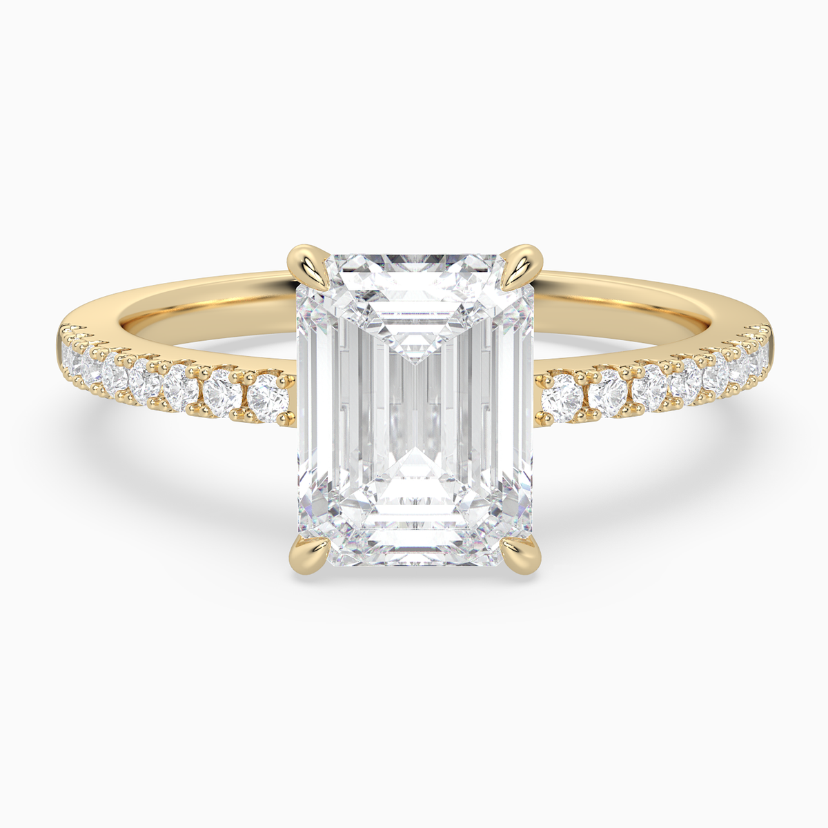 Emerald Classic Basket Pavé Solitaire in 14K Yellow Gold main white