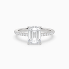Emerald Classic Basket Pavé Solitaire in 18K White Gold main white