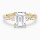 Emerald Classic Basket Pavé Solitaire in 18K Yellow Gold main white