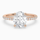 Oval Classic Basket Pavé Solitaire in 14K Rose Gold main white