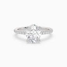 Oval Classic Basket Pavé Solitaire in 14K White Gold main white