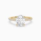 Oval Classic Basket Pavé Solitaire in 14K Yellow Gold main white