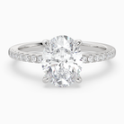 Oval Classic Basket Pavé Solitaire in 18K White Gold main white