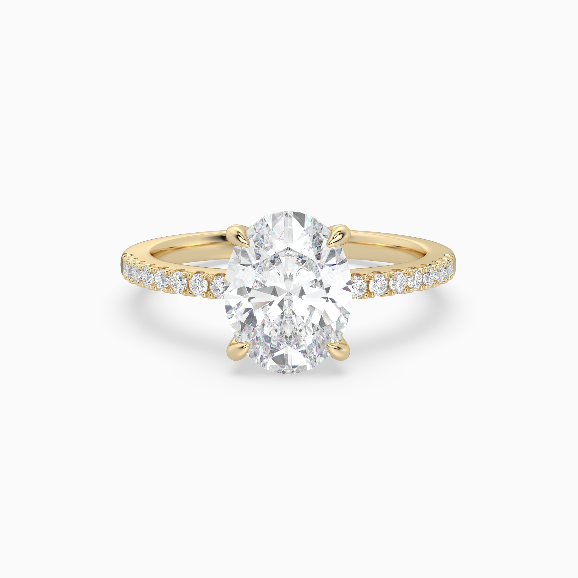 Oval Classic Basket Pavé Solitaire in 18K Yellow Gold main white