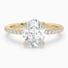 Oval Classic Basket Pavé Solitaire in 18K Yellow Gold main white