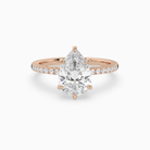 Pear Classic Basket Pavé Solitaire in 14K Rose Gold main white