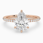 Pear Classic Basket Pavé Solitaire in 14K Rose Gold main white