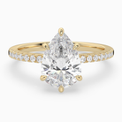 Pear Classic Basket Pavé Solitaire in 14K Yellow Gold main white