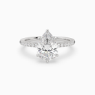Pear Classic Basket Pavé Solitaire in 18K White Gold main white