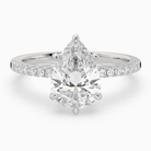 Pear Classic Basket Pavé Solitaire in 18K White Gold main white