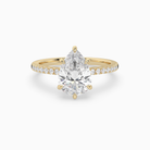 Pear Classic Basket Pavé Solitaire in 18K Yellow Gold main white
