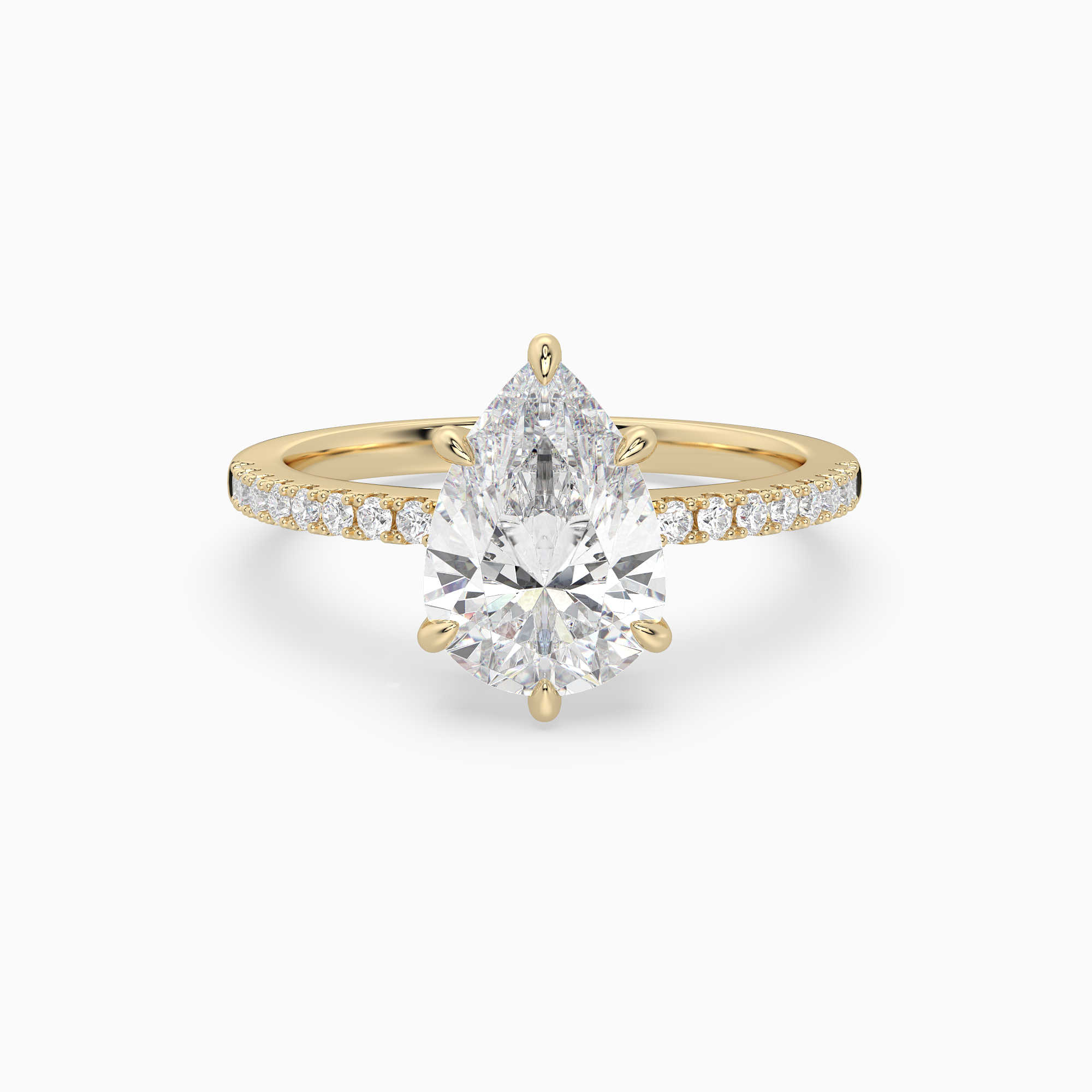 Pear Classic Basket Pavé Solitaire in 18K Yellow Gold main white