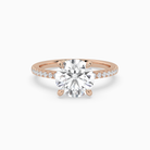 Round Classic Basket Pavé Solitaire in 14K Rose Gold main white