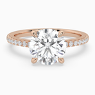Round Classic Basket Pavé Solitaire in 14K Rose Gold main white