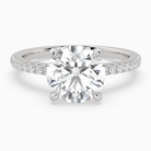 Round Classic Basket Pavé Solitaire in 14K White Gold main white