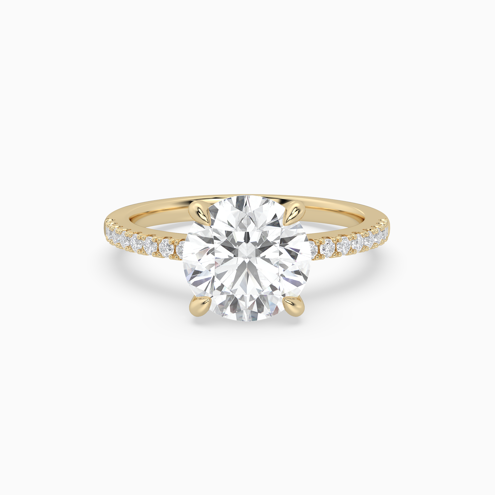 Round Classic Basket Pavé Solitaire in 14K Yellow Gold main white