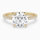 Round Classic Basket Pavé Solitaire in 14K Yellow Gold main white