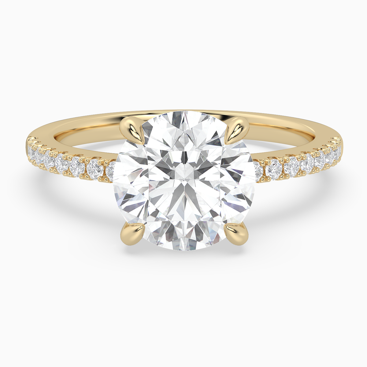 Round Classic Basket Pavé Solitaire in 14K Yellow Gold main white