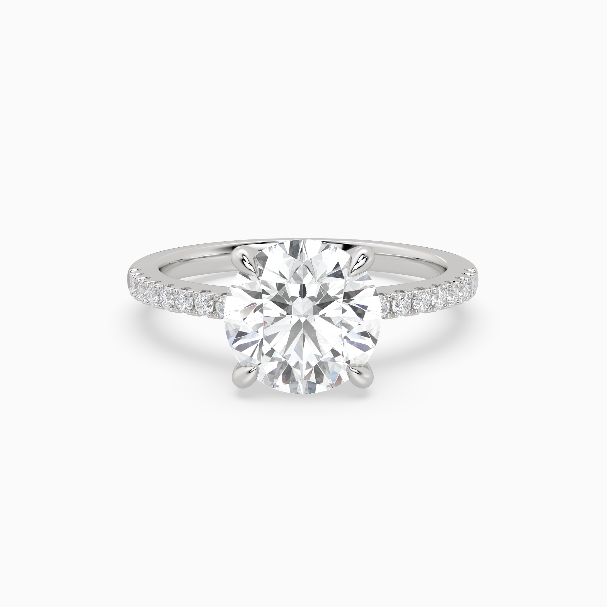 Round Classic Basket Pavé Solitaire in Platinum main white