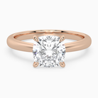 Cushion Classic Basket Plain Solitaire in 14K Rose Gold main white