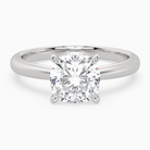 Cushion Classic Basket Plain Solitaire in 14K White Gold main white