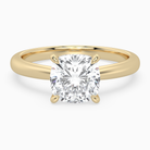 Cushion Classic Basket Plain Solitaire in 18K Yellow Gold main white