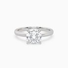 Cushion Classic Basket Plain Solitaire in Platinum main white