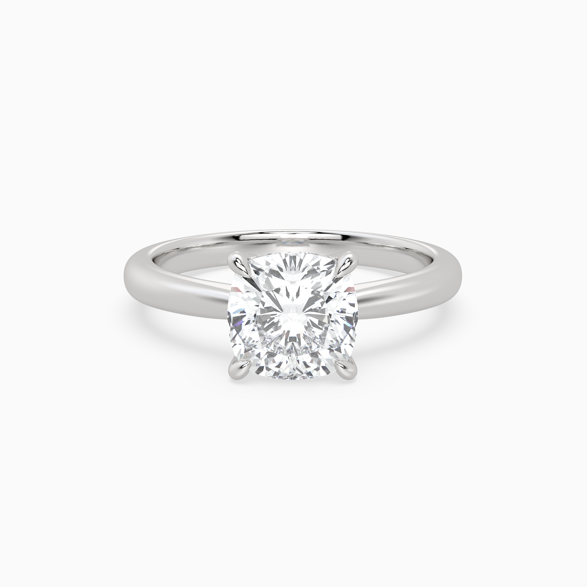 Cushion Classic Basket Plain Solitaire in Platinum main white