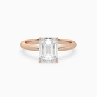 Emerald Classic Basket Plain Solitaire in 14K Rose Gold main white