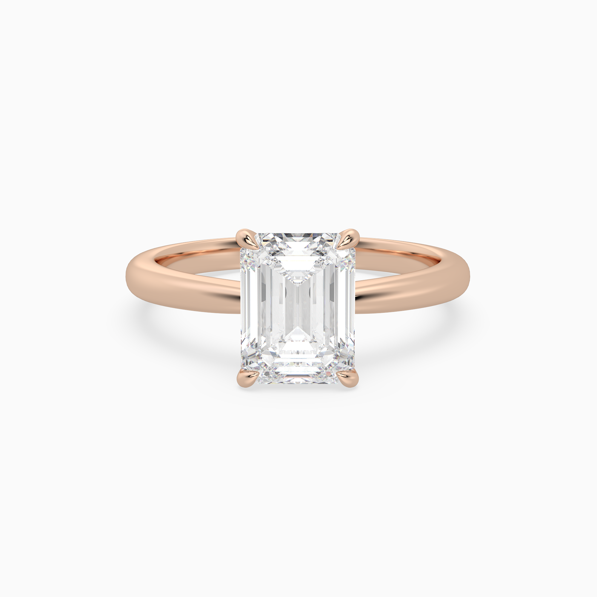 Emerald Classic Basket Plain Solitaire in 14K Rose Gold main white