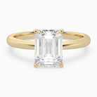 Emerald Classic Basket Plain Solitaire in 14K Yellow Gold main white