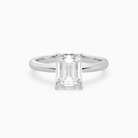Emerald Classic Basket Plain Solitaire in 18K White Gold main white