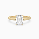 Emerald Classic Basket Plain Solitaire in 18K Yellow Gold main white