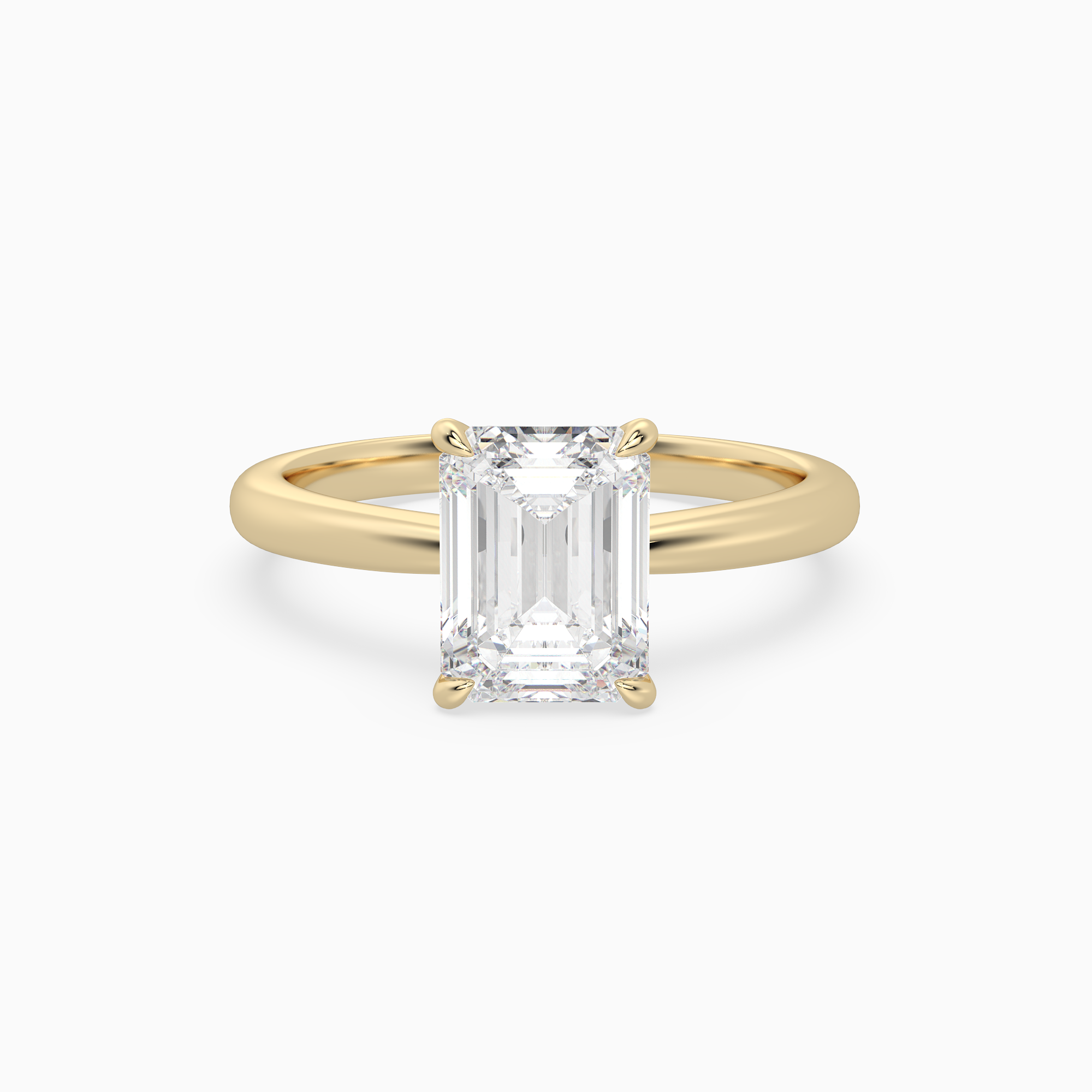 Emerald Classic Basket Plain Solitaire in 18K Yellow Gold main white